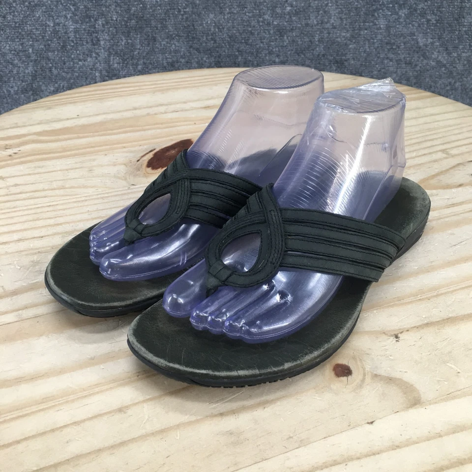 Sandalias Merrell para mujer 8 extensiones de cuero negro sin cordones informales cómodas puntera baja Foto 3 de 4