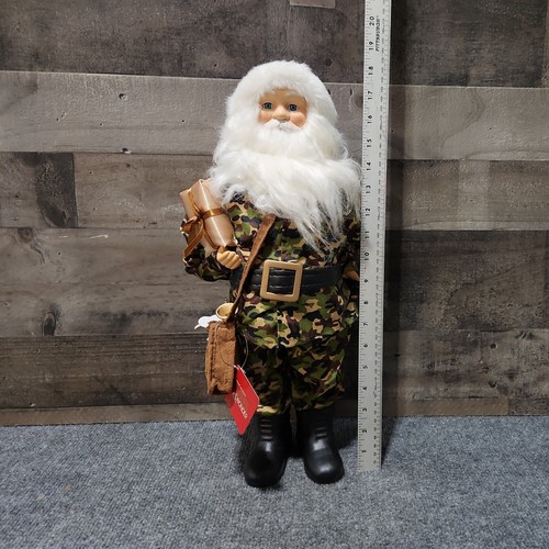 Santa Claus in Full Camo Gear 18" Tall Home Accents Wishes & Wonder
