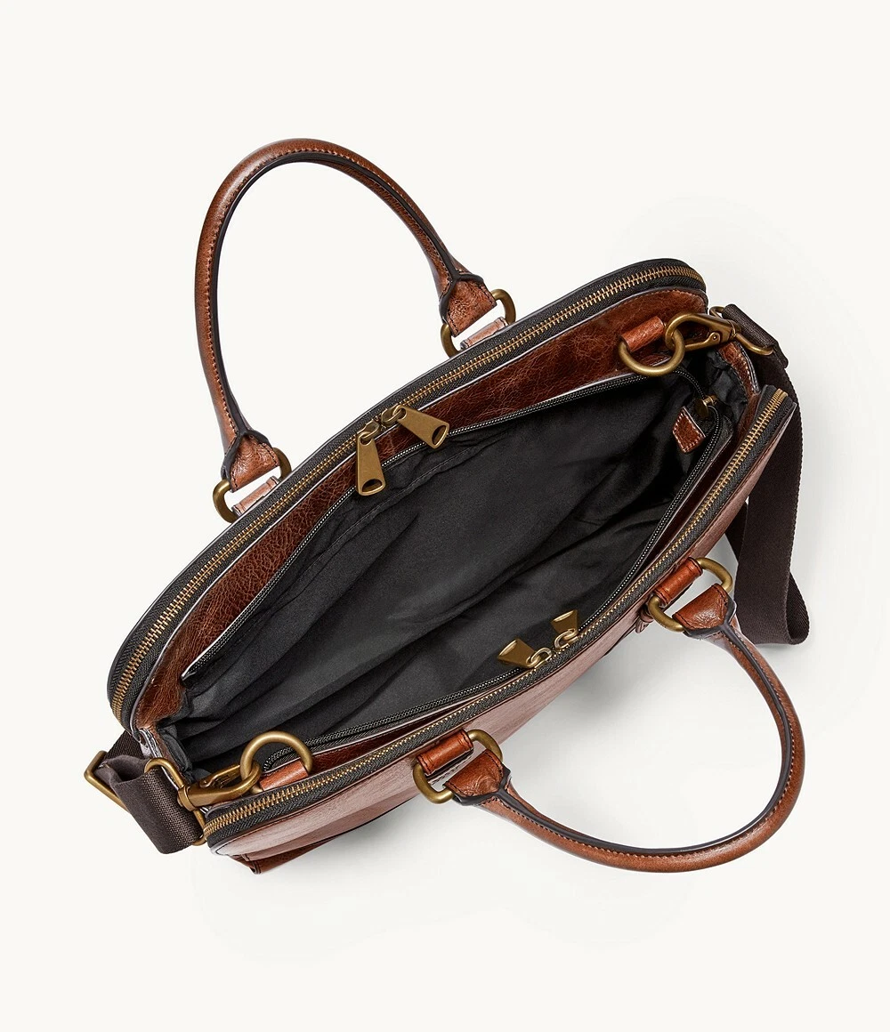 FOSSIL “Dillon Pilot” Brown Leather Bag (Messenger/ Briefcase