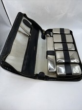 Vintage Travel Vanity Toiletry Kit Set Western Germany Black Leather Zippered