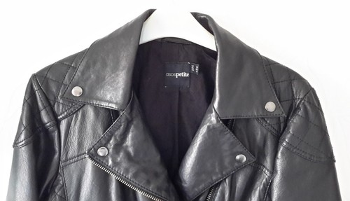 ASOS Black 100% Real Soft Leather Biker Jacket size 10. Great Condition - Picture 3 of 17