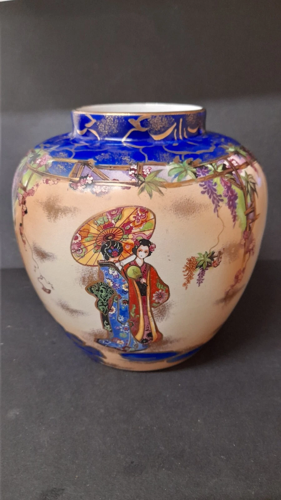 Vintage Geisha Themed Kiralpo Ware Vase 1920s