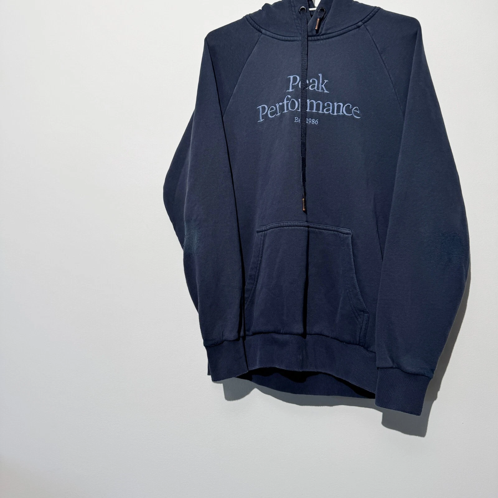 GUCCI Felpa con cappuccio vintage Peak Performance unisex blu navy cotone taglia S vestibilità regolare