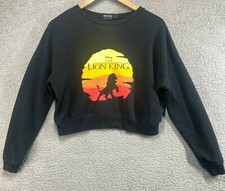 Disney The Lion King Juniors Black Long Sleeve Cropped Sweatshirt Size Small