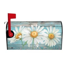 Rustic Summer Mailbox Covers, Spring 21x18 Inch Teal Old Wood 21X18 in Daisy