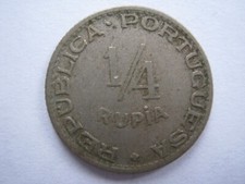 Portuguese India 1947 copper nickel 1/4 Rupia GF