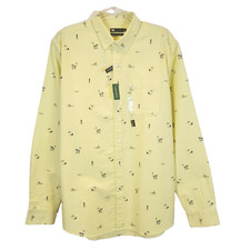 Oxford Shirt Mens Button Down L Yellow Organic Cotton Beach Summer LE31 Simons