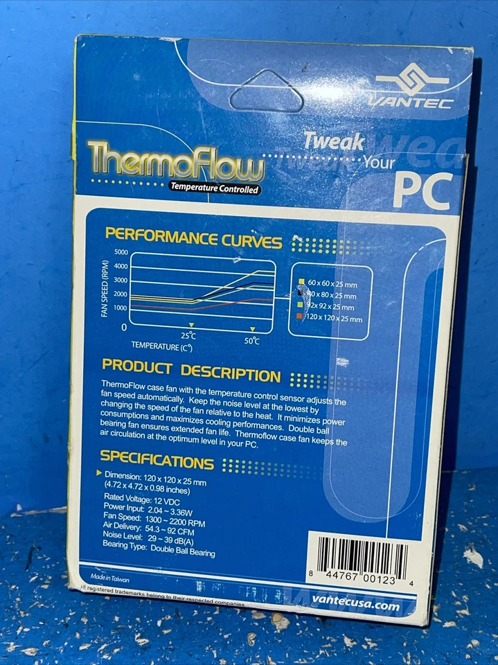 Vantec ThermoFlow 120mm TF12025 CASE FAN TEMP CONTROLLED - Image 3 of 4