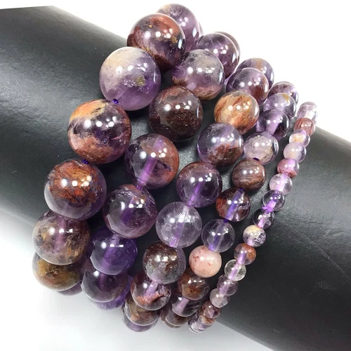 Handmade Gemstone Natural Super Seven Crystal Beaded Bracelet 7.5" 4 6 8 10 12mm - Picture 5 of 29