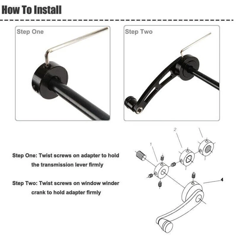 Manija de manivela de ventana de aluminio cromado Billet 1/4 para Hot Rod Chevy Ford Chrysler Foto 4 de 4
