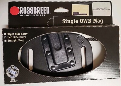 CrossBreed SINGLE OWB MAGAZINE CARRIER Black Leather & Kydex SIG Sauer 238 9mm L
