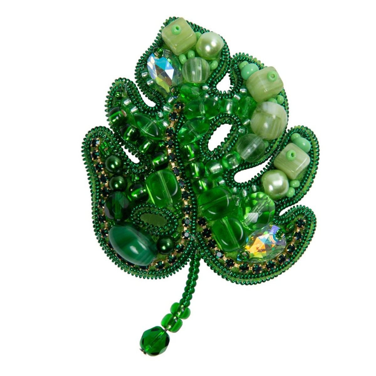 Crystal Art Beadwork kit for creating brooch Monstera BP-345C | eBay