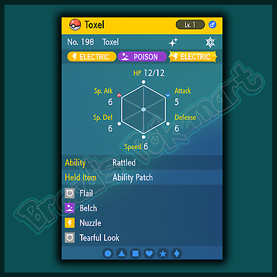 TOXEL 🌟SHINY/Normal 6IV🌟 Pokemon SCARLET and VIOLET PICK FORM / All IVs  31 lv1