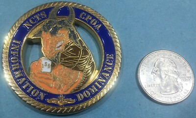 US NAVY CHALLENGE COIN NAVAL COMPUTER & TELECOMMUNICATIONS STATION BAHRAIN CPO
