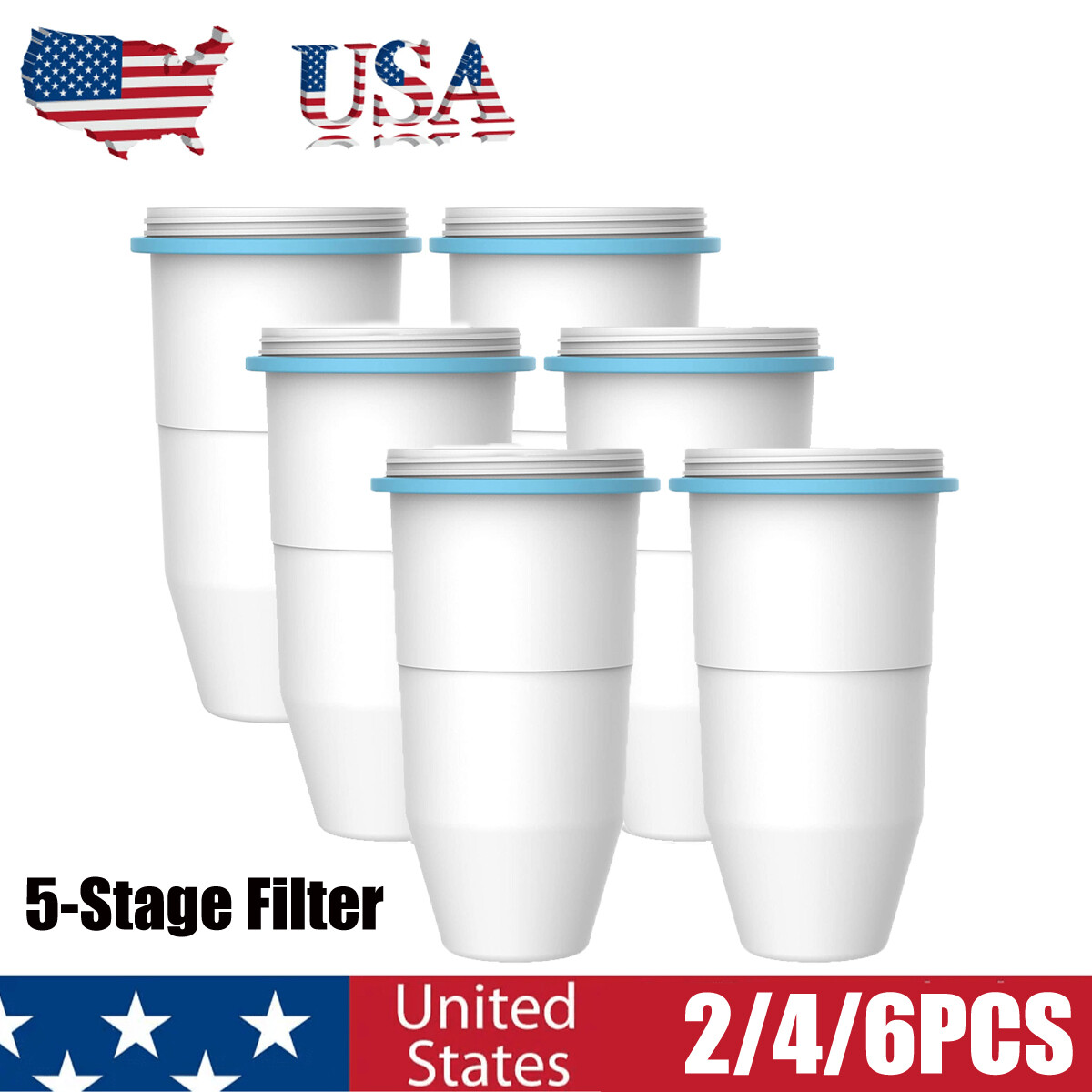 For Zero Water Cartridge Filter 5-Stage Filter Pitchers Dispensers Water Filter