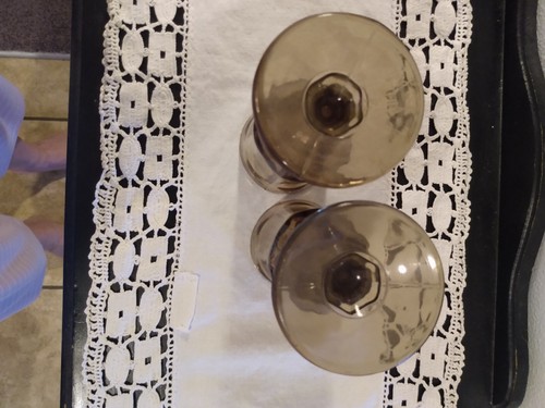 Vintage Retro Tawny Brown Wasser/Cocktail Kelch. Musste 2er Set finden. - Bild 3 von 3