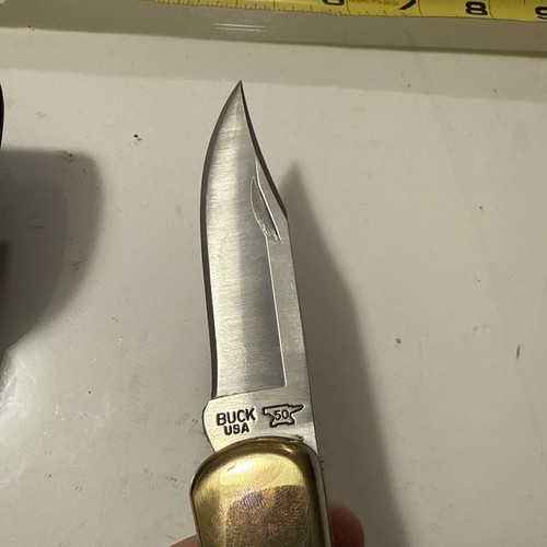 BUCK 110 50th Anniversary Ebony Diamond Wood Pocket Knife - Picture 4 of 11