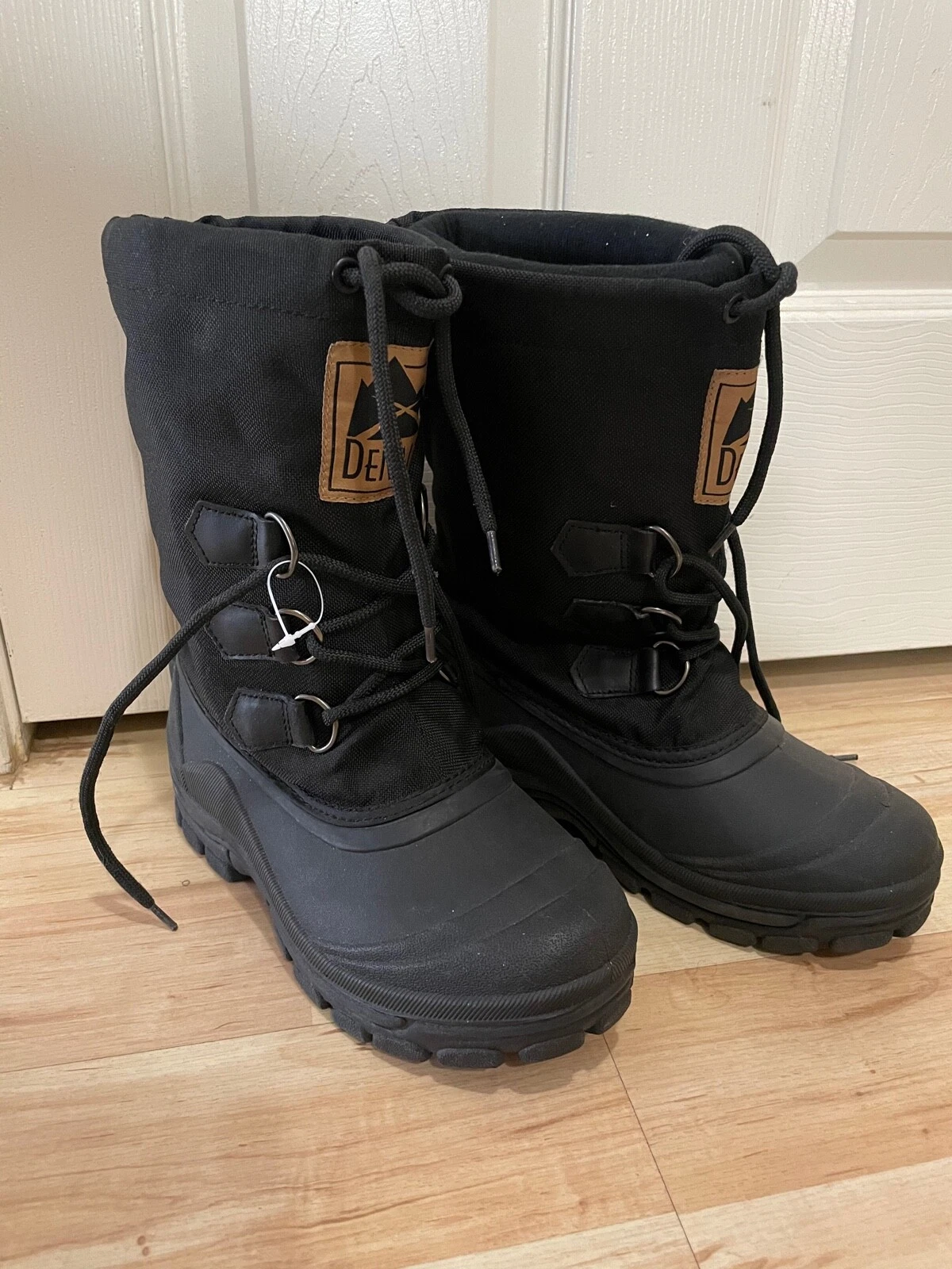 Men's Denali Black Rubber Insulated Lined Snow Boots Waterproof Mid Calf Size 8