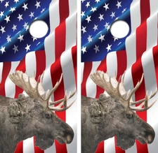 Moose Hunter Cornhole Board Wrap LAMINATED Decal Vinyl Sticker #4379