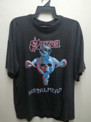 Rock Band Tour Saxon Metalhead Black Unisex T-Shirt Adult Cotton Tee