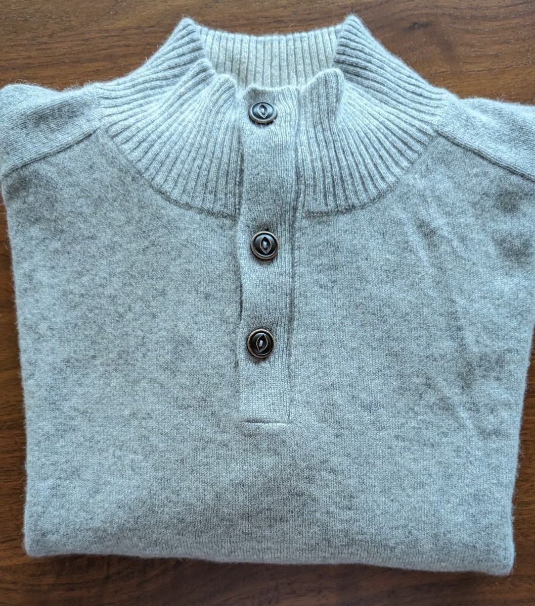 Cashmere Zip &Button Moc Neck Sweater Size XL | eBay