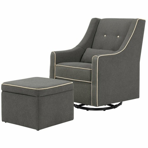 Swivel Chair Davinci Olive Glider And Ottoman In Dark Grey DaVinci