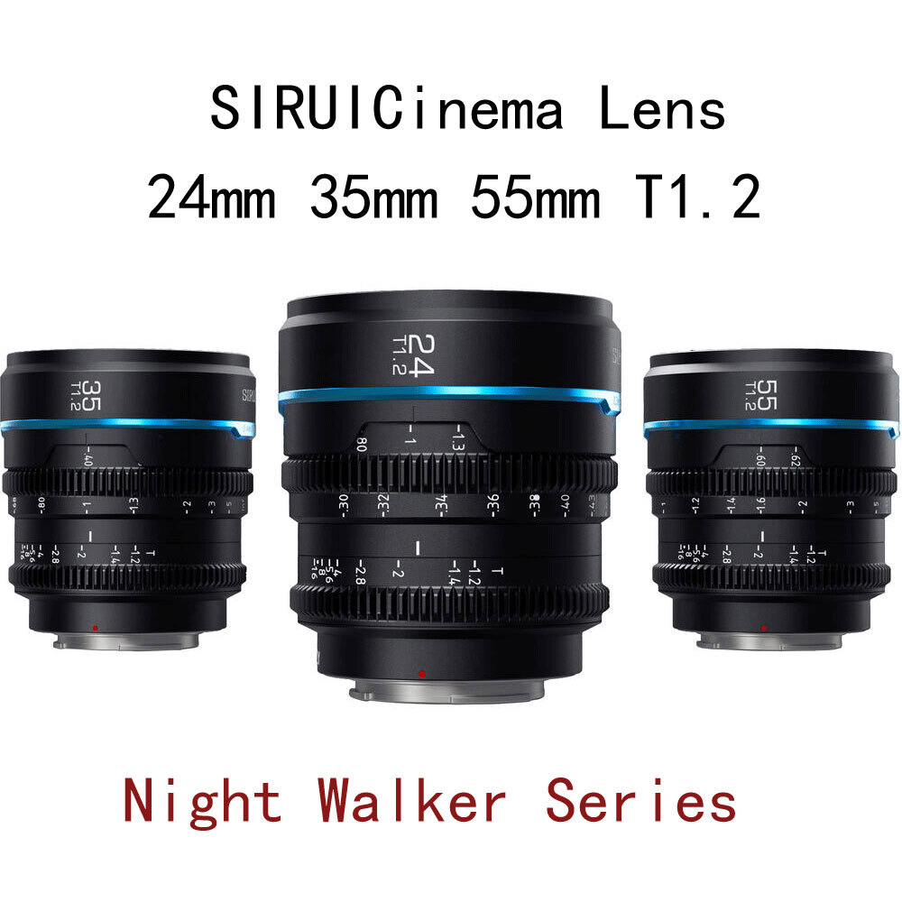 美品SIRUI Night Walker 24mm 35mm 55mm T1.2 Sirui Night Walker 24mm 35mm 55mm T1.2 S35 Cinema Lens for Canon
