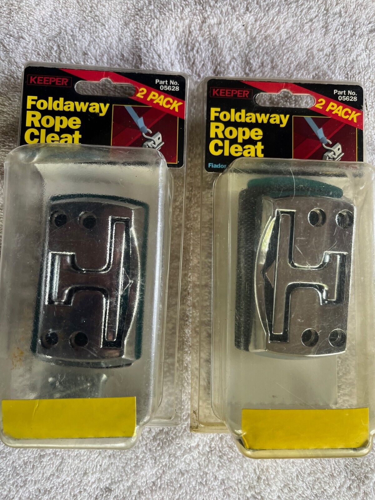 KEEPER Foldaway Rope Cleat two 2-Pack (4) #05628 Chrome 150lb truck boat trailer