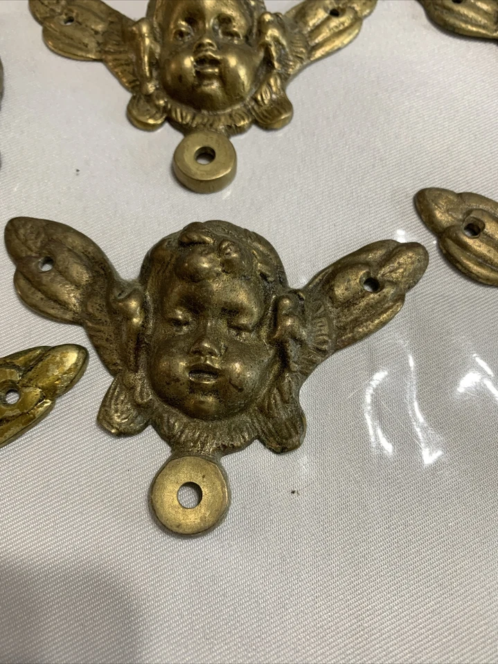 "Antigua pared de ángel bronce hecho en Japón querubín latón lote de 13 piezas alas de 4,3""" Foto 2 de 4