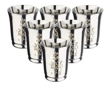 Stainless Steel Water Glass Design with Laser Flower Design 350 ML 6 GLASS