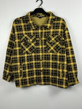 I Saw It First Yellow Black Checked Shacket Jacket Size 10 Plaid Oversized Coat