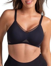 HONEYLOVE CrossOver Black Mesh Wireless Bra Women  s Size 1X
