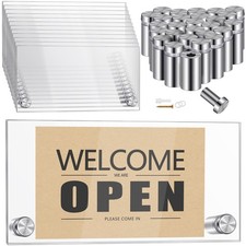 12 Sets Clear Acrylic Wall Name Plate Holders Office Door Mount Name Plate Ho...