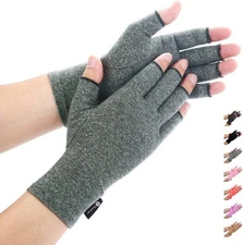 Durable Cotton-Spandex Arthritis Compression Gloves - Comfort & Support in Grey