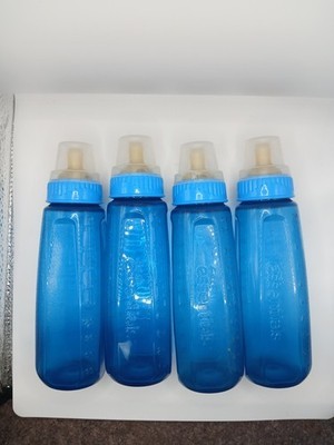 First Essentials Nuk Blue Latex Baby Bottles 4-Pack, Colic-Reducing Nipples