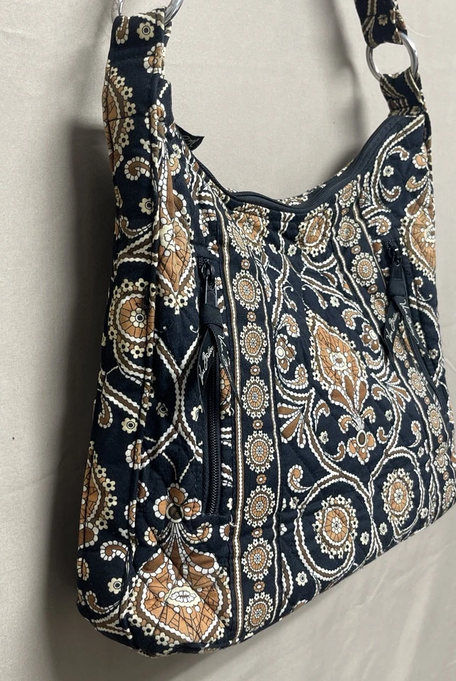 Vera Bradley Caffe Latte Cartera Acolchada Bandolera Hobo Bolso de Hombro Bolso de Mano Negro Foto 3 de 4