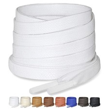 Puzeam 2 Pairs Flat Waxed Cotton Shoelaces for Boots  47Inch 120cm , White