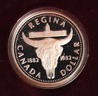 1982 Canada Silver Dollar Regina Proof Bull Skull
