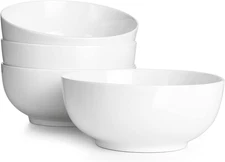 39 OZ Large Deep Bowls Set of 4 - White Ceramic Bowls for Ramen, Pasta, Salad, M