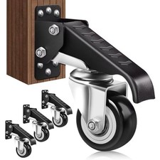 SPACECARE Black Retractable Heavy Duty Workbench Wheels Casters Kit - Pack of 4