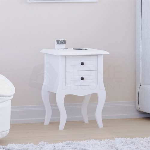Comodino bianco comodino armadio 2 cassetti camera da letto contenitore mobile - Foto 1 di 7