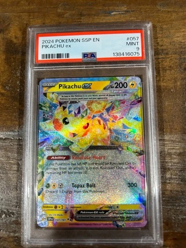 POKEMON 2024 Surging Sparks PIKACHU EX #057 PSA 9 Mint RARE