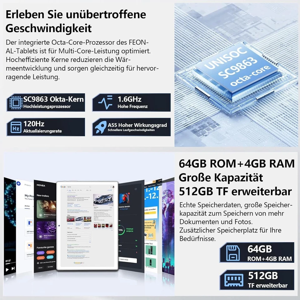 2025 Neueste Tablet 10 Zoll, 4G LTE Tablets Mit 2 SIM 1 SD, 3-in-1 Android Ta... - Bild 4 von 4