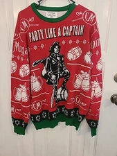 Captain Morgan Ugly Xmas Party Like A Captain Sweater Size XL 