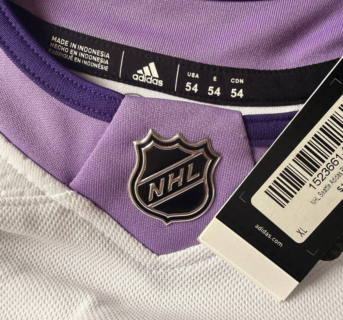 Seattle Kraken Hockey Fights Cancer Men's 54 XL Purple Adidas