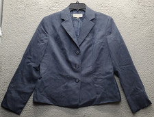 Evan-Picone Blazer Jacket Women 12 Blue Lined Notch Lapel Single Breasted Formal