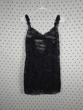 Victorias Secret VINTAGE y2k Black Lace Stretchy Dress Slip Lingerie MEDIUM