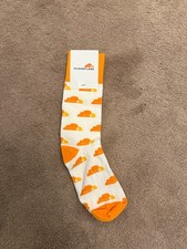 Cloudflare Crew Socks White Orange Logo One Size Made in USA Tech Socks