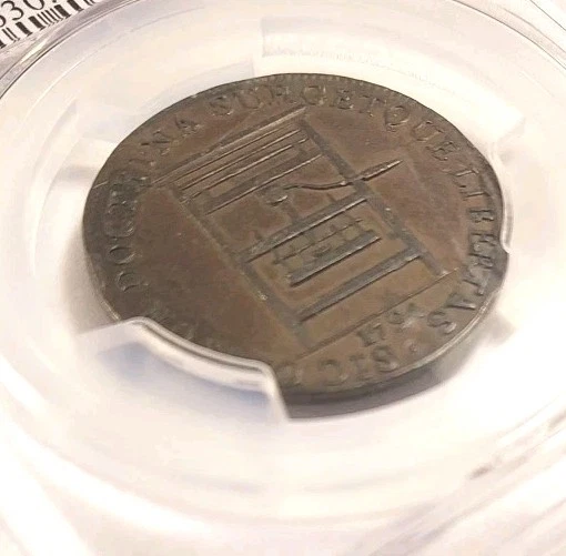 Pop 1 Of 28, Gold Shield PCGS AU 53, 1794 Copper Franklin Press Token 1/2P - Image 3 of 4