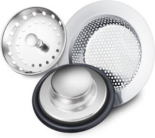 3 Pieces Kitchen Sink Stopper Strainer, Garbage Disposal Plug, Silver